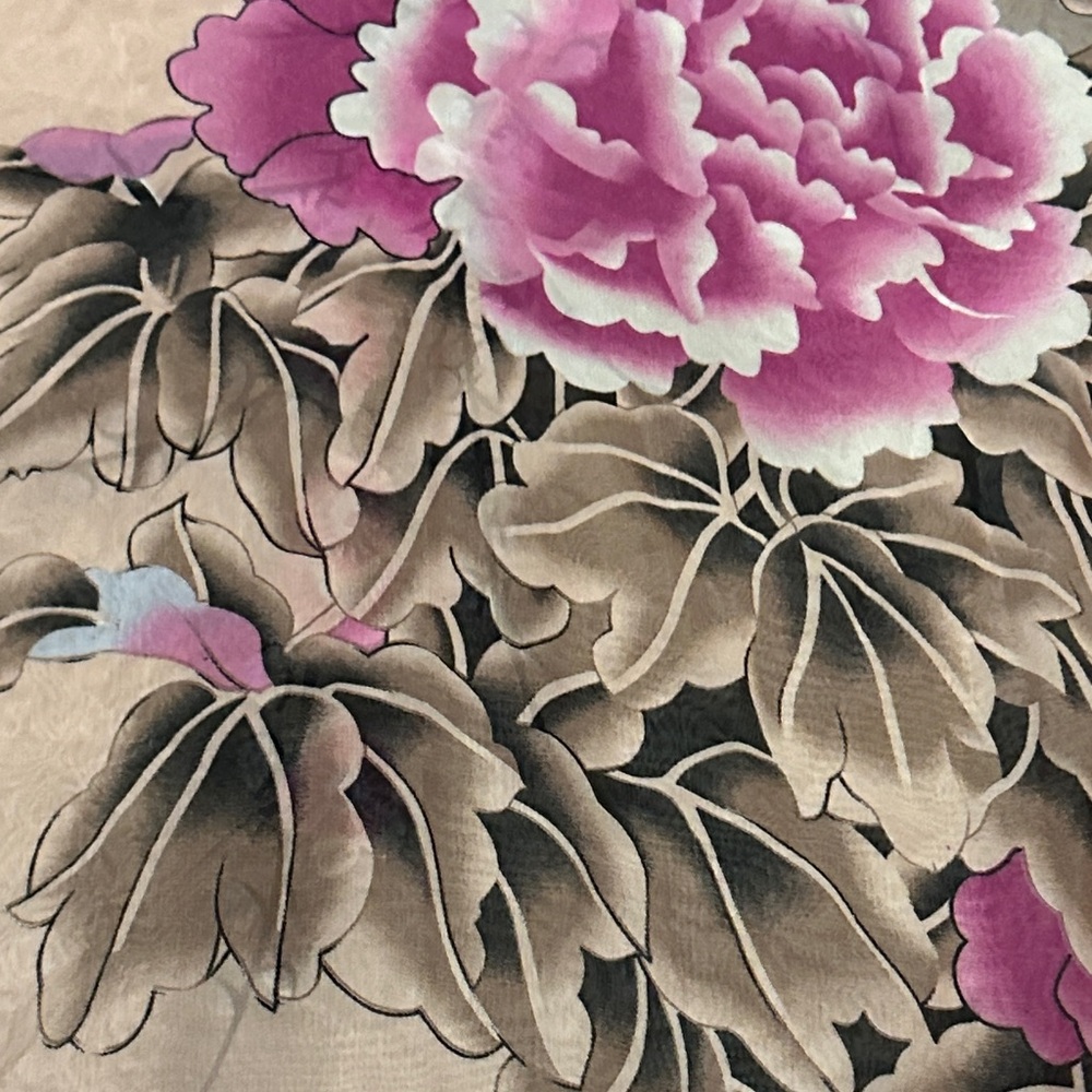 Chic Floral Pink and Brown Scarf - Picture 9 of 9